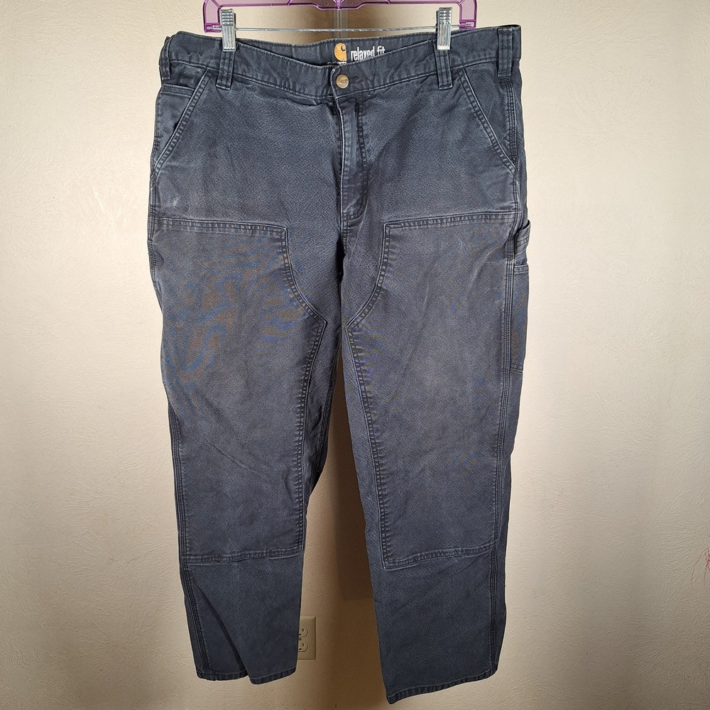 Carhartt Double Knee Relaxed Fit Black Canvas Pants Jeans Carpenter Mens 40x32